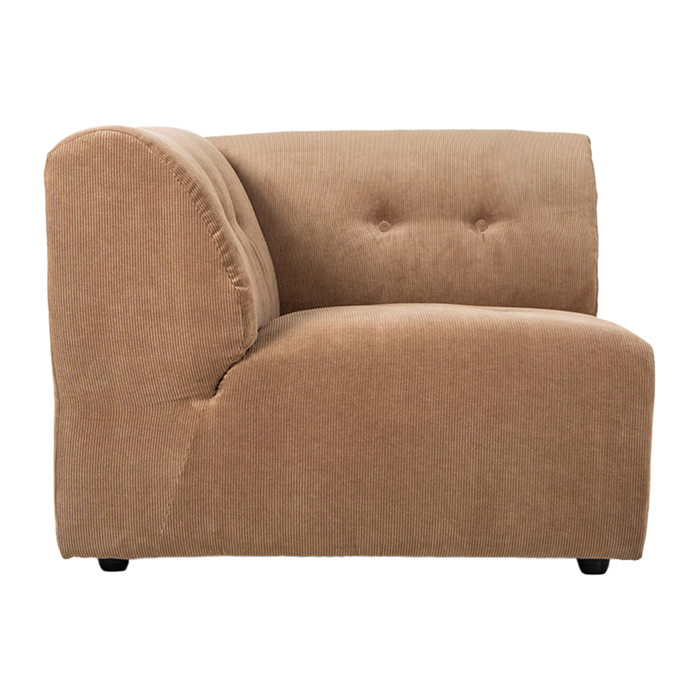 HKliving Vint Bank Element - Hoekstuk Links - Corduroy Rib - Bruin
