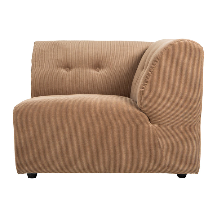 HKliving Vint Bank Element - Hoekstuk Rechts - Corduroy Rib - Bruin