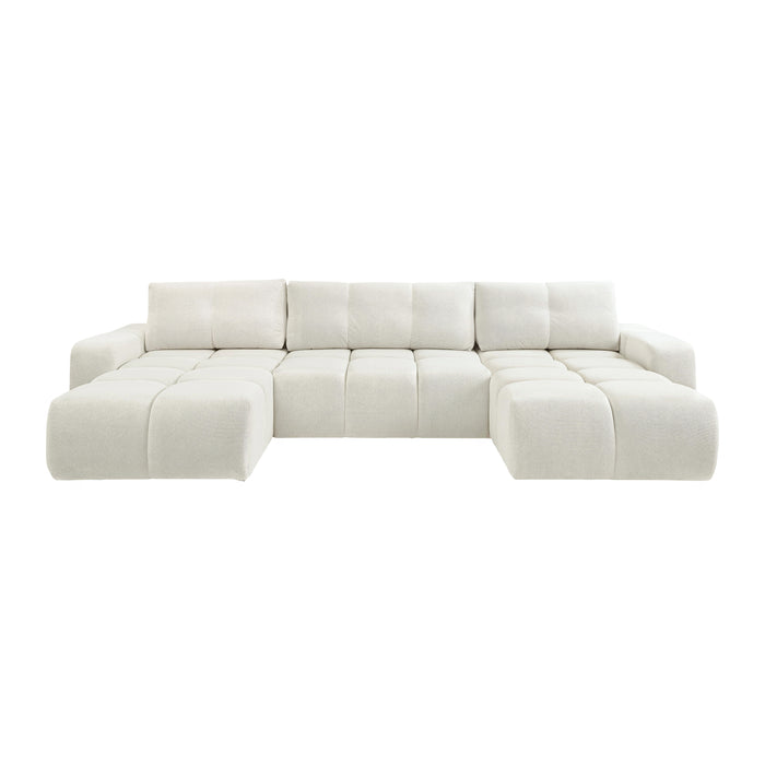 by fonQ Charme U-bank met Slaapfunctie  - Chenille - Ivoor