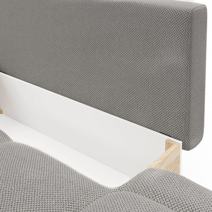 by fonQ Charme Hoekbank Links met Slaapfunctie - Weefstof - Grijs