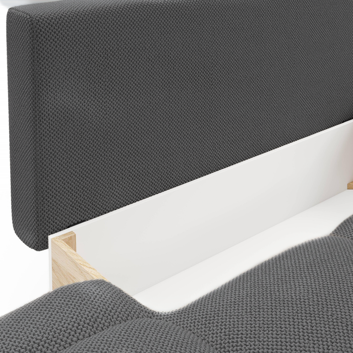 by fonQ Charme Hoekbank Rechts met Slaapfunctie - Weefstof - Antraciet