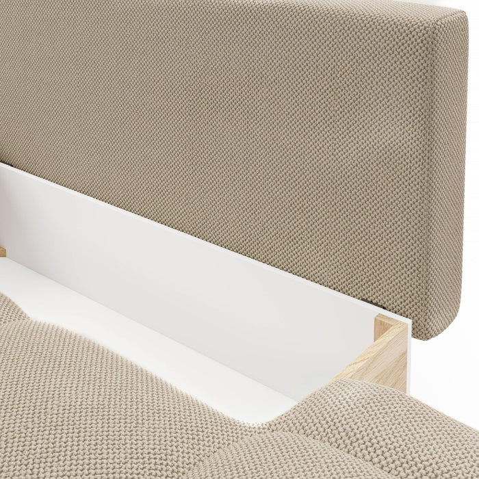 by fonQ Charme Hoekbank Links met Slaapfunctie - Weefstof - Beige