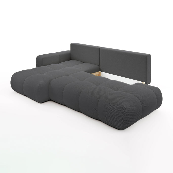 by fonQ Charme Hoekbank Links met Slaapfunctie - Weefstof - Antraciet
