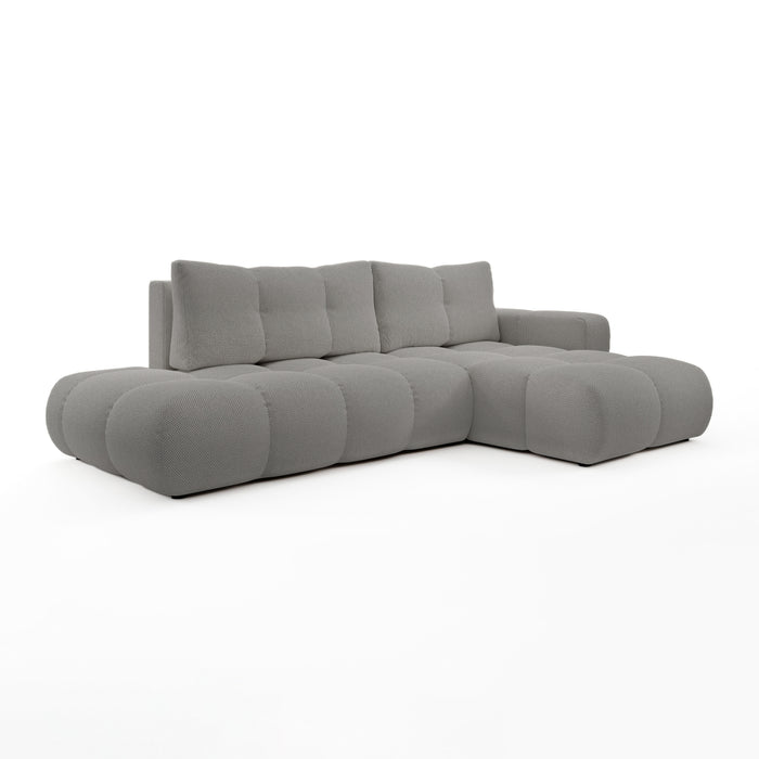 by fonQ Charme Hoekbank Rechts met Slaapfunctie - Chenille - Grijs