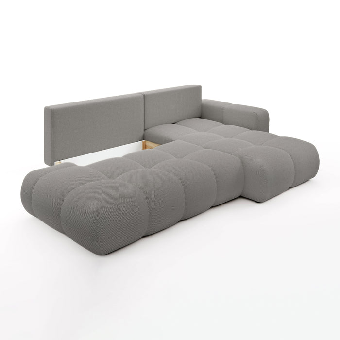 by fonQ Charme Hoekbank Rechts met Slaapfunctie - Chenille - Grijs