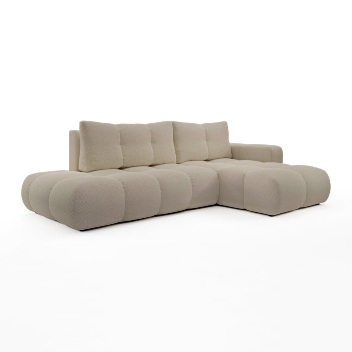 by fonQ Charme Hoekbank Rechts met Slaapfunctie - Chenille - Beige