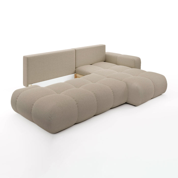 by fonQ Charme Hoekbank Rechts met Slaapfunctie - Chenille - Beige