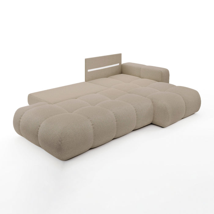 by fonQ Charme Hoekbank Rechts met Slaapfunctie - Chenille - Beige