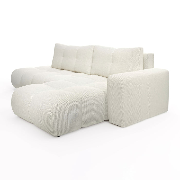 by fonQ Charme Hoekbank Rechts met Slaapfunctie - Weefstof - Ivoor