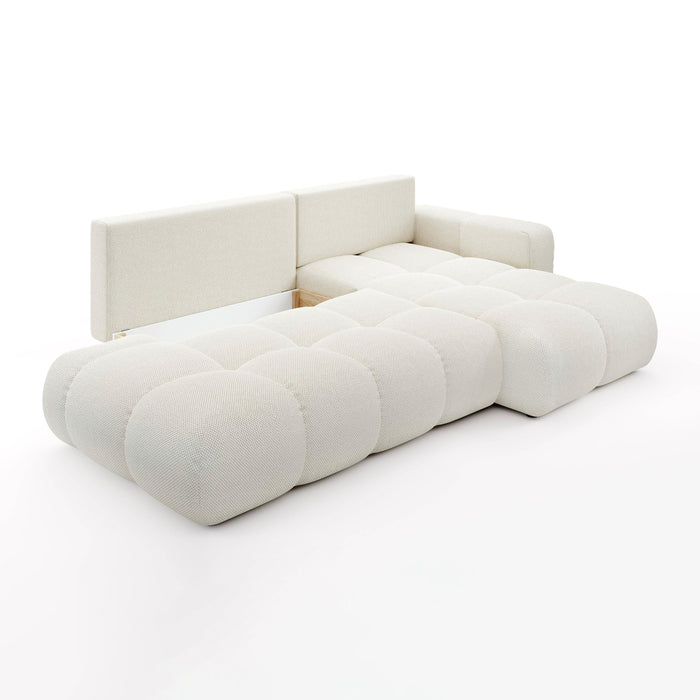 by fonQ Charme Hoekbank Rechts met Slaapfunctie - Weefstof - Ivoor