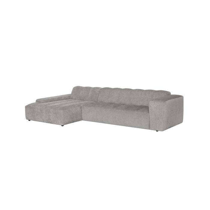 by fonQ Plume 4-zits Hoekbank met Chaise Longue Links - Chenille - Grijs