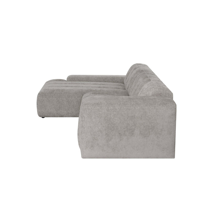 by fonQ Plume 4-zits Hoekbank met Chaise Longue Links - Chenille - Grijs
