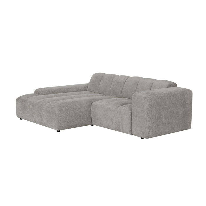by fonQ Plume 2,5-zits Hoekbank met Chaise Longue Links - Chenille - Grijs