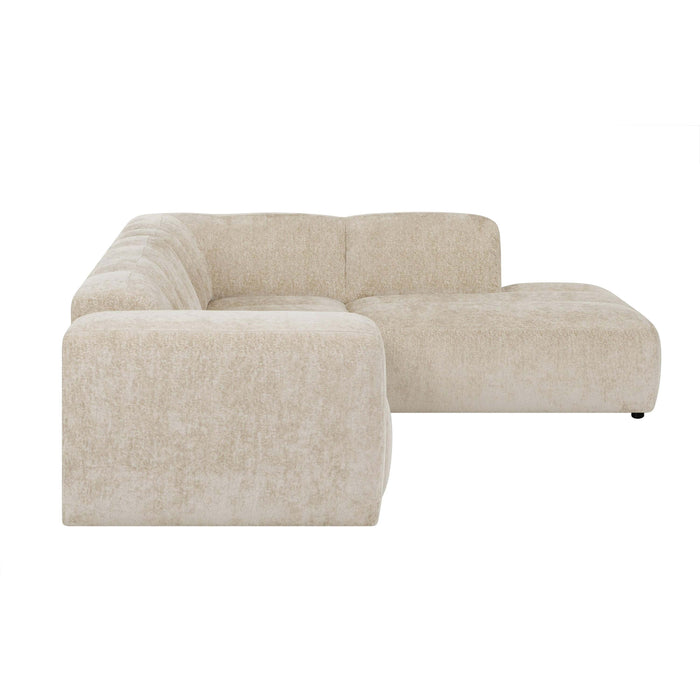 by fonQ Plume 2,5-zits Hoekbank Rechts - Chenille - Beige