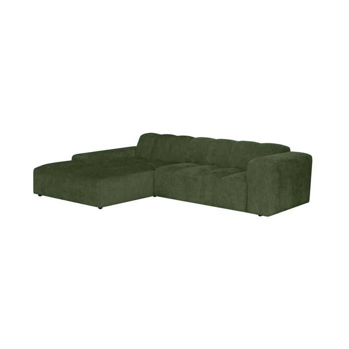 by fonQ Plume 3-zits Hoekbank met Chaise Longue XL Links - Chenille - Groen