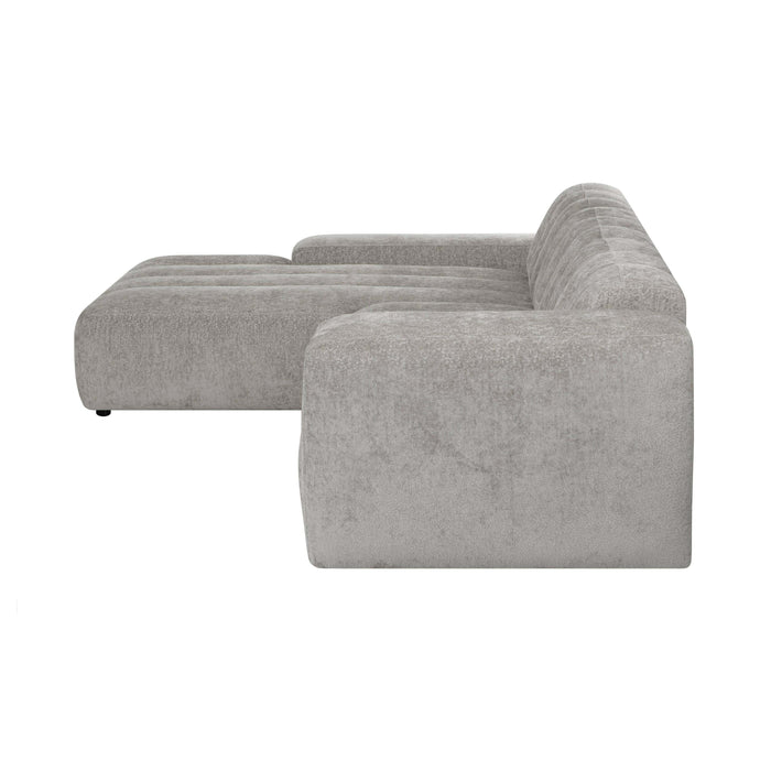 by fonQ Plume 4-zits Hoekbank met Chaise Longue XL Links  - Chenille - Grijs