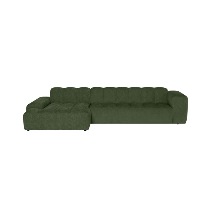 by fonQ Plume 4-zits Hoekbank met Chaise Longue Links - Chenille - Groen