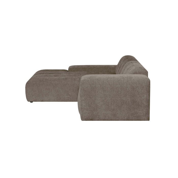 by fonQ Plume 2,5-zits Hoekbank met Chaise Longue XL Links - Chenille - Mocca