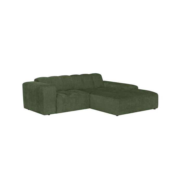 by fonQ Plume 2,5-zits Hoekbank met Chaise Longue XL Rechts - Chenille - Groen