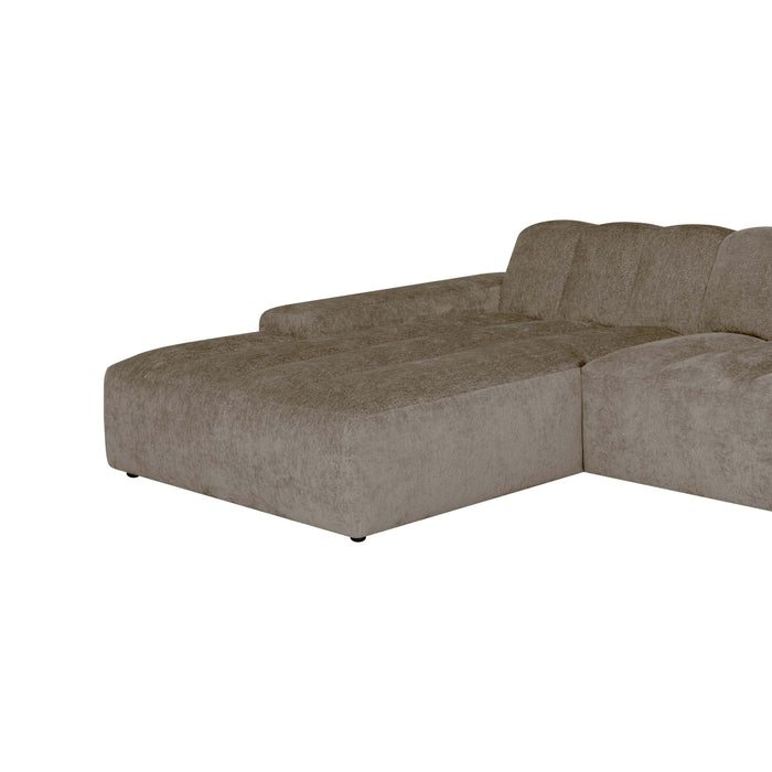 by fonQ Plume 2,5-zits Hoekbank met Chaise Longue XL Links - Chenille - Mocca