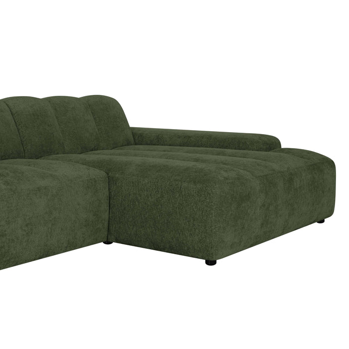 by fonQ Plume 4-zits Hoekbank met Chaise Longue Rechts - Chenille - Groen