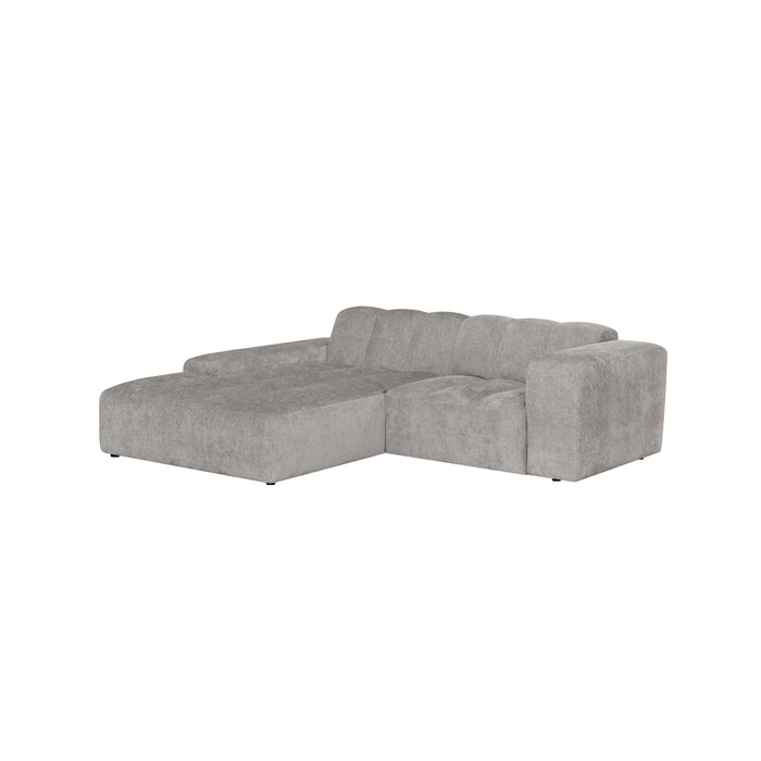 by fonQ Plume 2,5-zits Hoekbank met Chaise Longue XL Links - Chenille - Grijs
