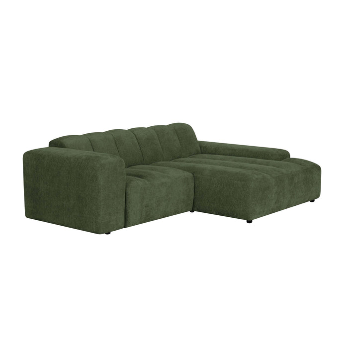 by fonQ Plume 2,5-zits Hoekbank met Chaise Longue Rechts - Chenille - Groen