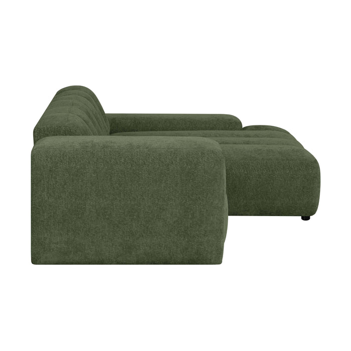 by fonQ Plume 2,5-zits Hoekbank met Chaise Longue Rechts - Chenille - Groen