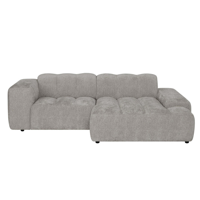 by fonQ Plume 2,5-zits Hoekbank met Chaise Longue XL Rechts - Chenille - Grijs