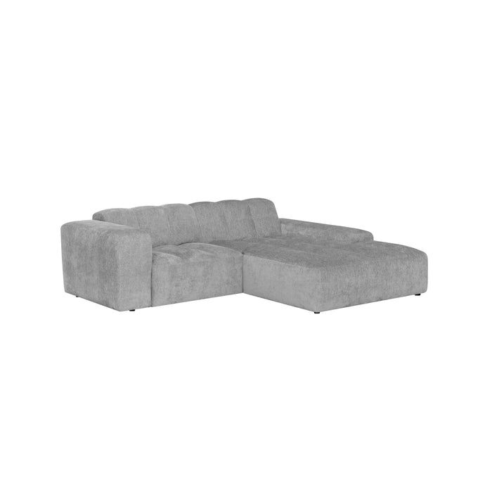 by fonQ Plume 2,5-zits Hoekbank met Chaise Longue XL Rechts - Chenille - Grijs