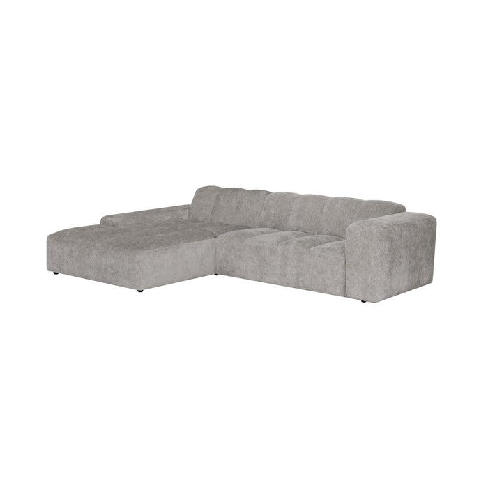 by fonQ Plume 3-zits Hoekbank met Chaise Longue XL Links - Chenille - Grijs