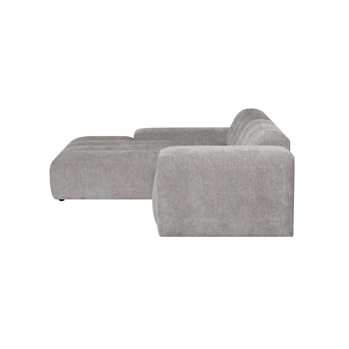 by fonQ Plume 3-zits Hoekbank met Chaise Longue XL Links - Chenille - Grijs