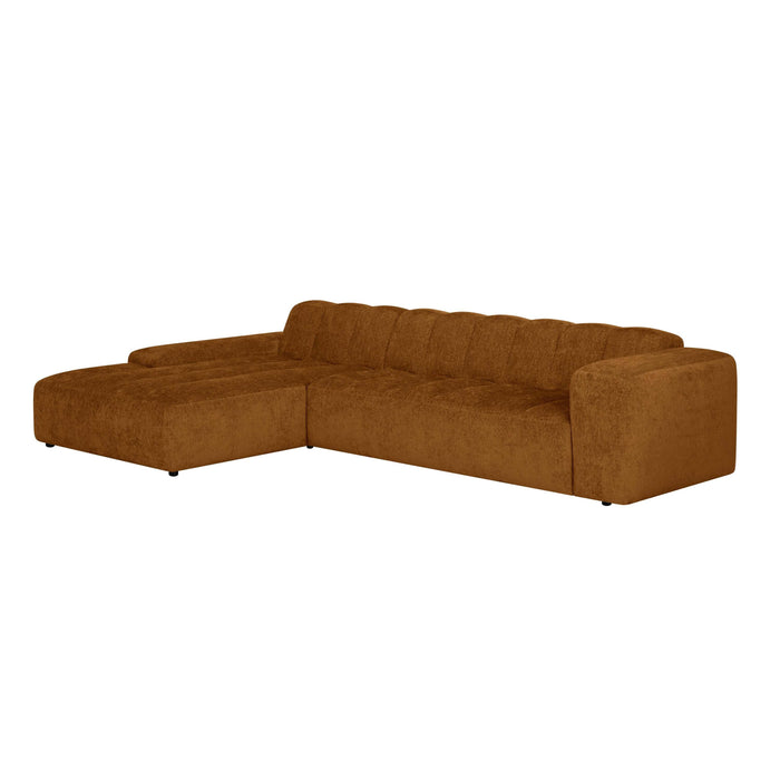 by fonQ Plume 4-zits Hoekbank met Chaise Longue XL Links - Chenille - Terra