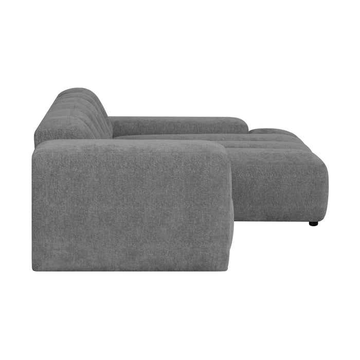 by fonQ Plume 2,5-zits Hoekbank met Chaise Longue Rechts - Chenille - Antraciet
