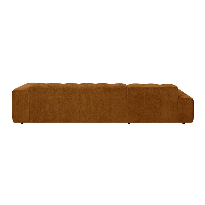 by fonQ Plume 4-zits Hoekbank met Chaise Longue XL Links - Chenille - Terra