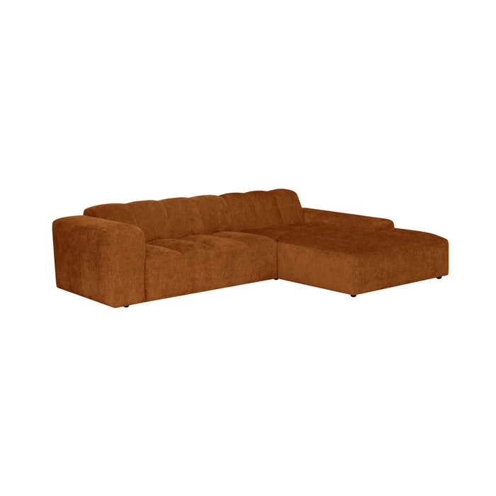 by fonQ Plume 3-zits Hoekbank met Chaise Longue XL Rechts - Chenille - Terra
