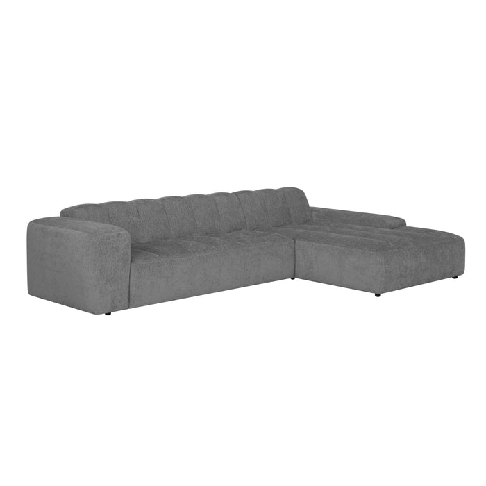 by fonQ Plume 4-zits Hoekbank met Chaise Longue XL Rechts - Chenille - Antraciet
