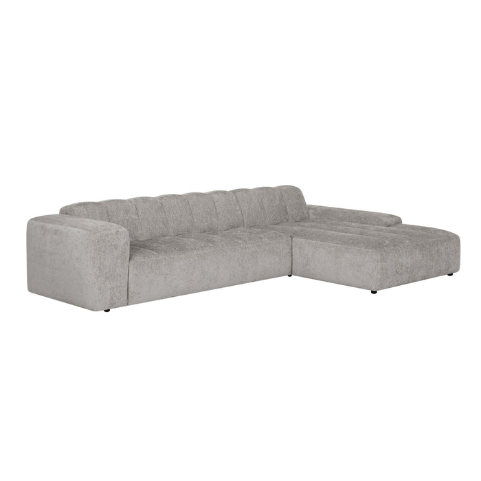 by fonQ Plume 4-zits Hoekbank met Chaise Longue XL Rechts - Chenille - Grijs