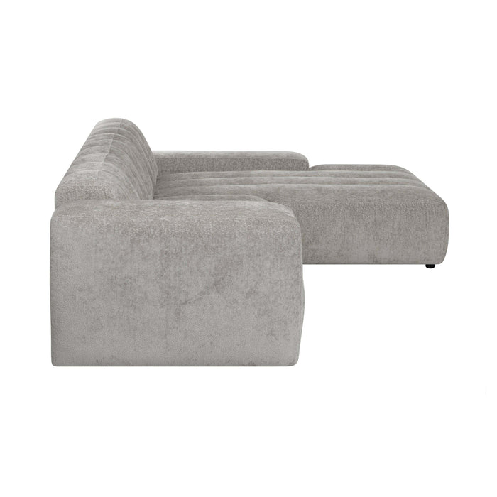 by fonQ Plume 4-zits Hoekbank met Chaise Longue XL Rechts - Chenille - Grijs