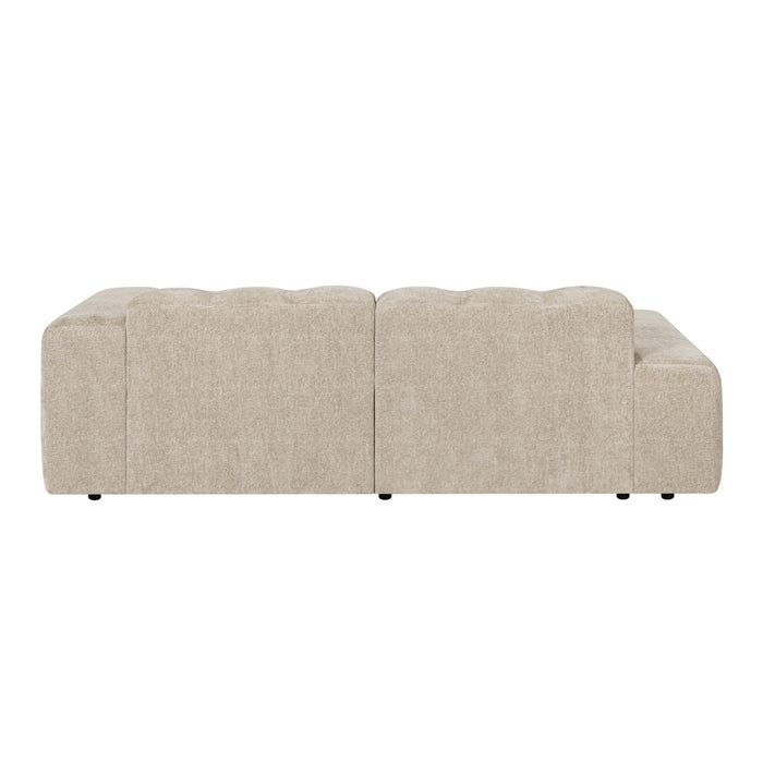 by fonQ Plume 2,5-zits Hoekbank met Chaise Longue Links - Chenille - Beige