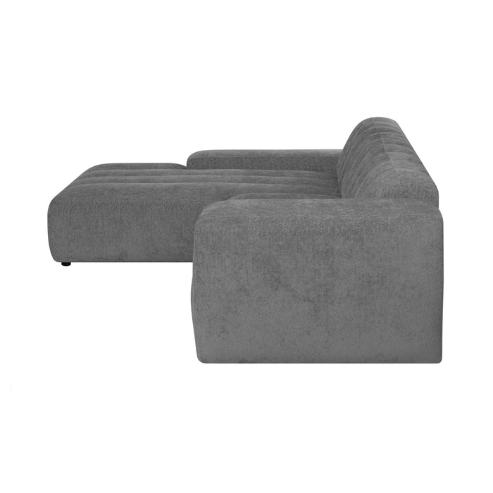 by fonQ Plume 4-zits Hoekbank met Chaise Longue XL Links - Chenille - Antraciet