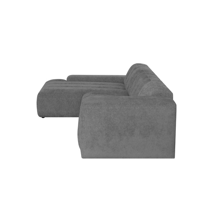 by fonQ Plume 4-zits Hoekbank met Chaise Longue Links - Chenille - Antraciet