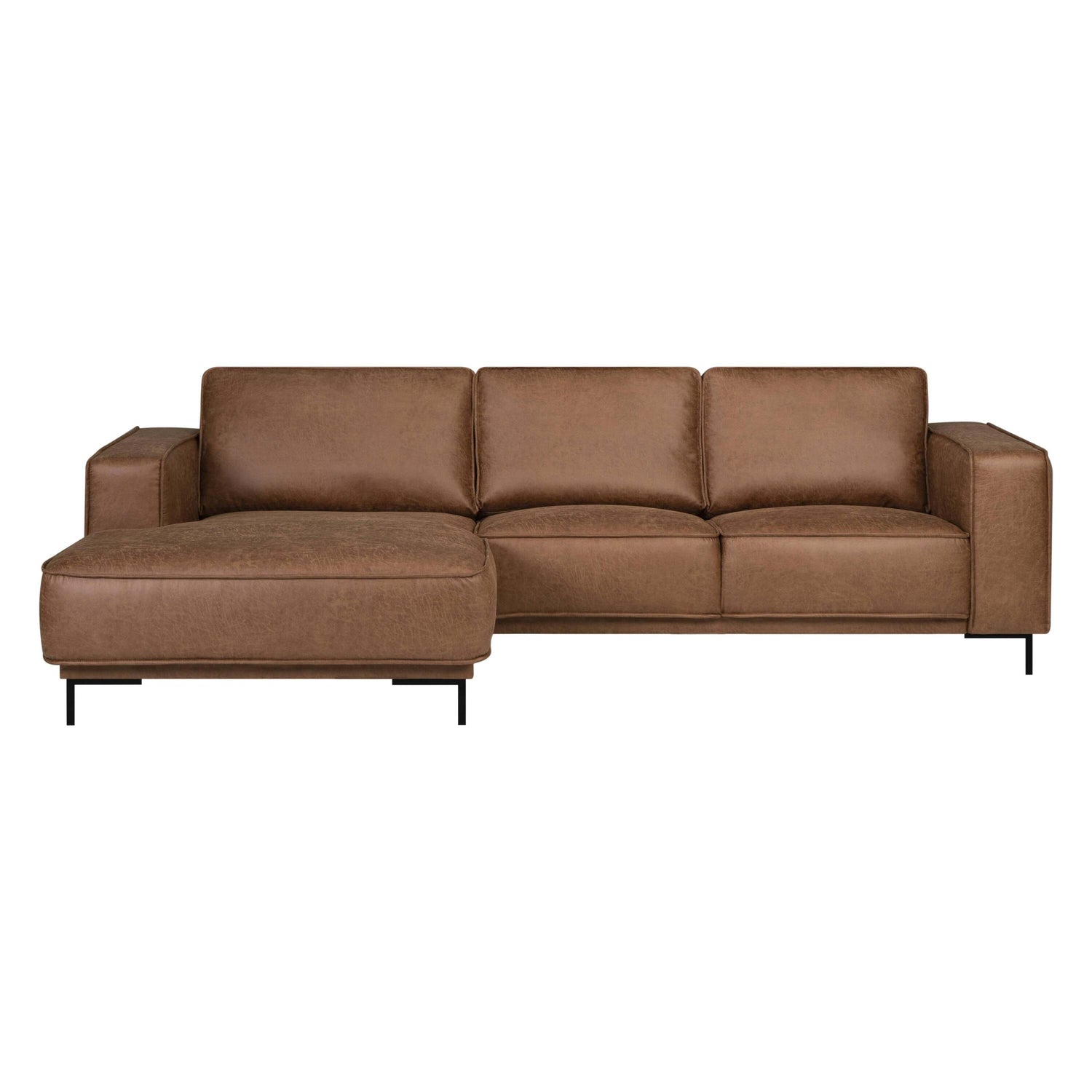 by fonQ Dune Hoekbank met Chaise Longue - Links - Kunstleer - Cognac