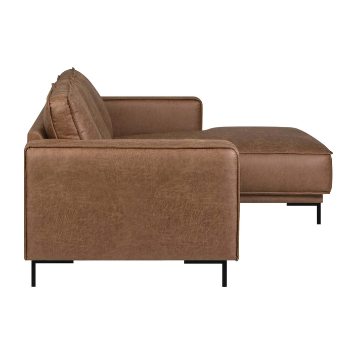 by fonQ Dune Hoekbank met Chaise Longue - Rechts - Kunstleer - Cognac