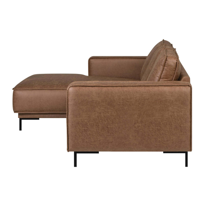 by fonQ Dune Hoekbank met Chaise Longue - Links - Kunstleer - Cognac