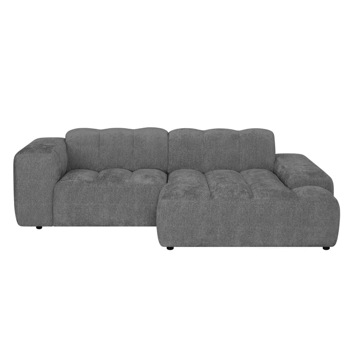 by fonQ Plume 2,5-zits Hoekbank met Chaise Longue XL Rechts - Chenille - Antraciet