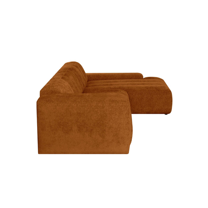 by fonQ Plume 4-zits Hoekbank met Chaise Longue Rechts - Chenille - Terra