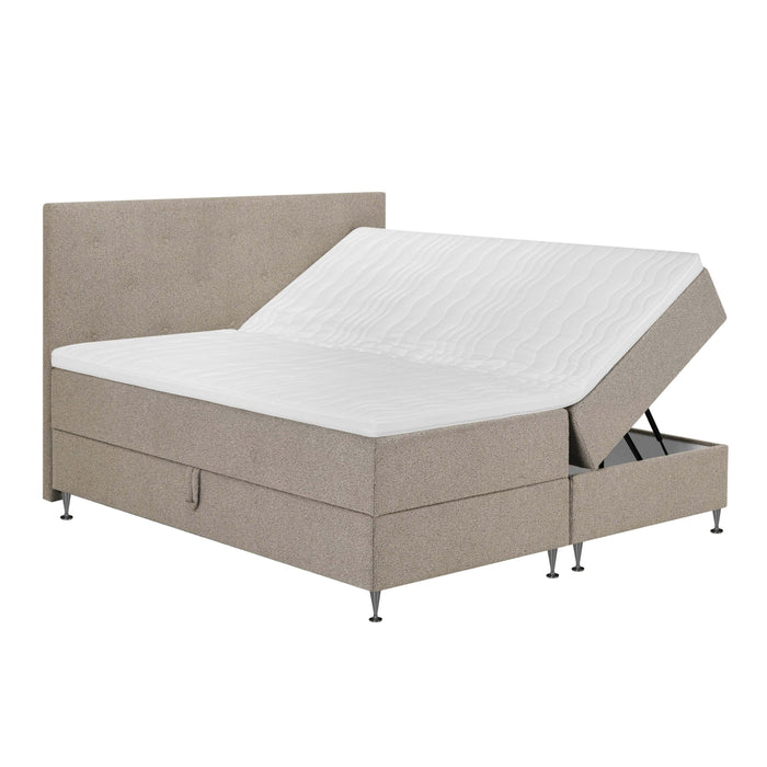 by fonQ Nubo Boxspring met Opbergruimte en Hoofdbord - 180 x 200 cm - Beige