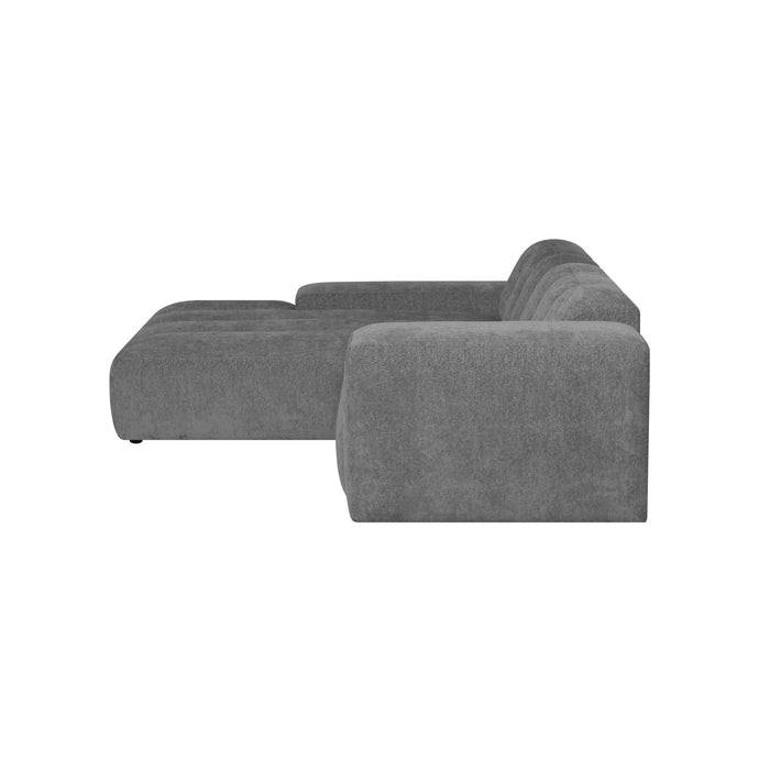 by fonQ Plume 2,5-zits Hoekbank met Chaise Longue XL Links - Chenille - Antraciet
