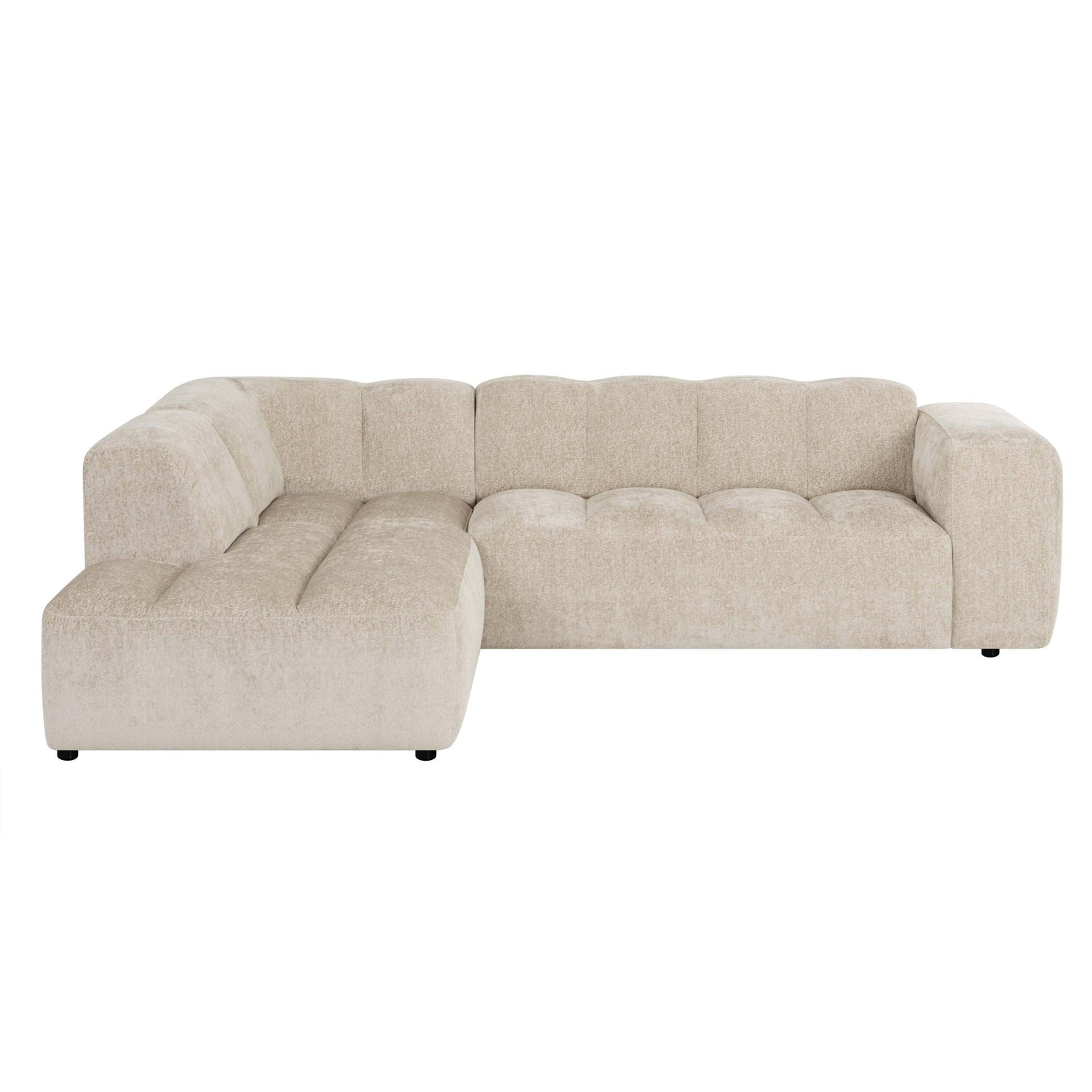 by fonQ Plume 2,5-zits Hoekbank Links - Chenille - Beige
